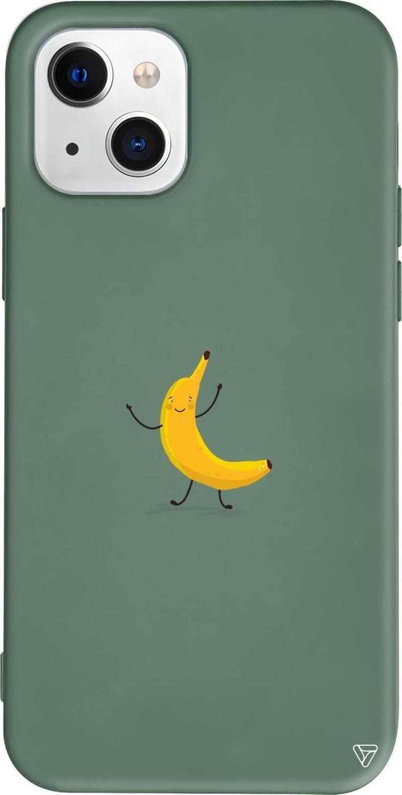 iPhone 15 Uyumlu Yeşil Renkli Silikon Cute Banana Meyveler Koleksiyonu Telefon Kılıfı