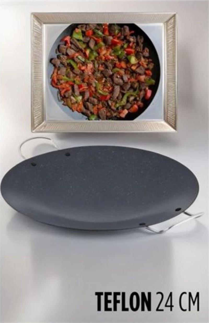 Teflon Paslanmaz Sac Kavurma Tavası  24 Cm
