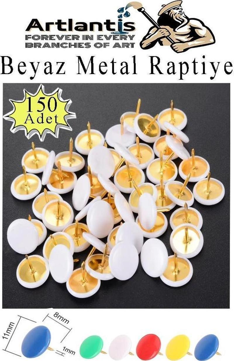 Beyaz Raptiye 150 Adet 1 Paket Renkli Pvc Kaplı Başlıklı Raptiye Plastik Yuvarlak Düğmeli Raptiye Pano Okul Ofis Büro Ev