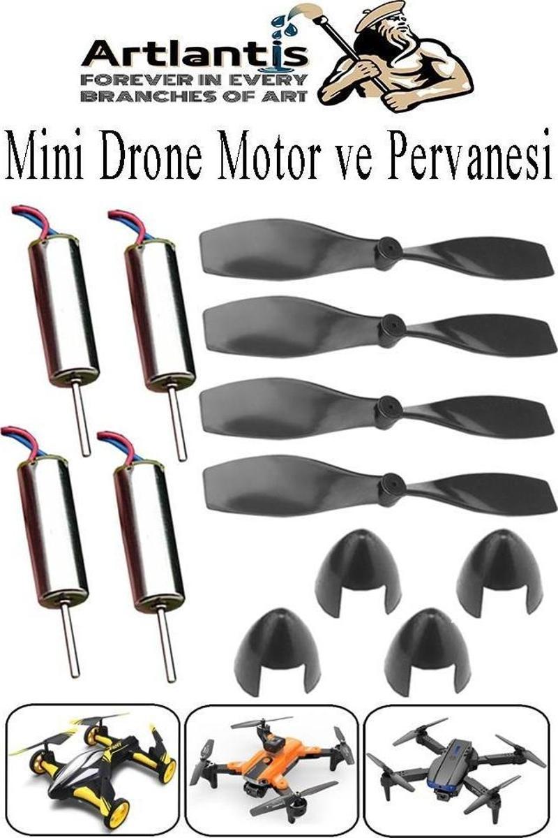 Drone Motoru VE Pervanesi 4 Adet Dc Mini Dron Motor Yüksek Hızlı Çekirdeksiz Pervane Kanatı Deney Okul Helikopter Uçak