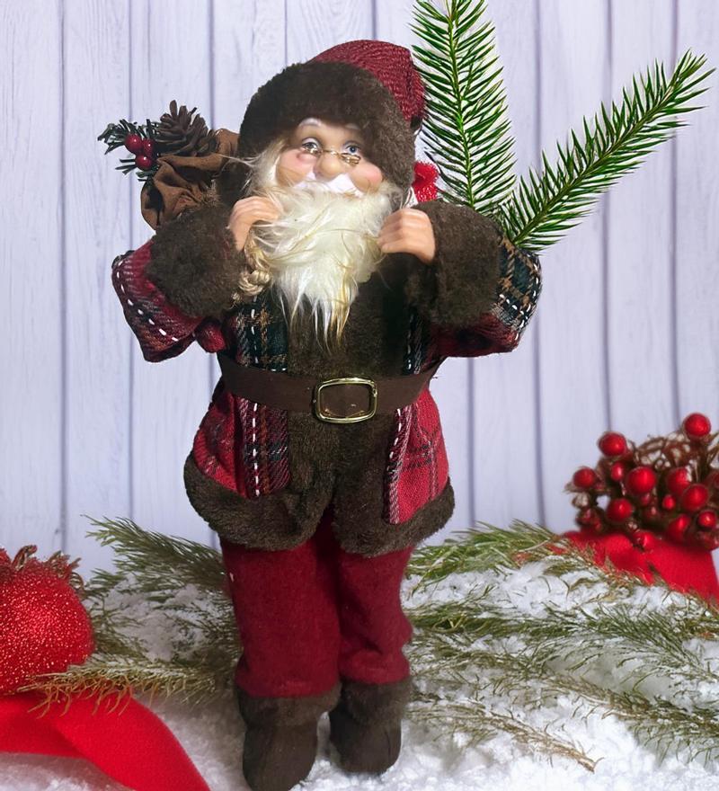 Yılbaşı Süsü Noel Baba Biblo Figür Büyük Boy 35 cm -  Hediye Çuvalı ile...