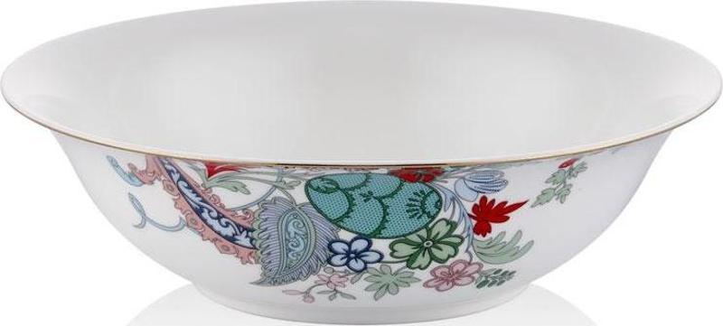 Scarlet Modern Gold Krem 23 Cm Büyük Boy Porselen Salata Kasesi Sunum Servis Tabağı