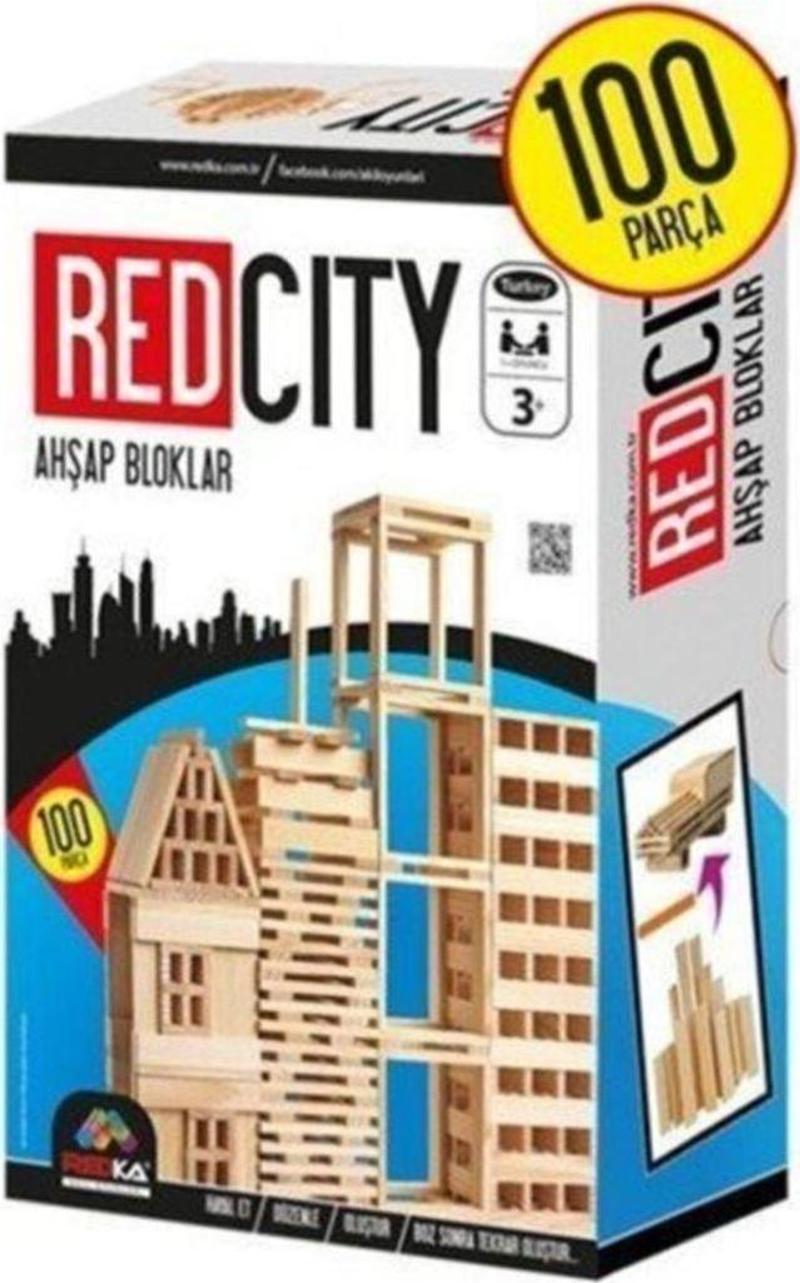 Red City Ahşap Bloklar 100 Parça