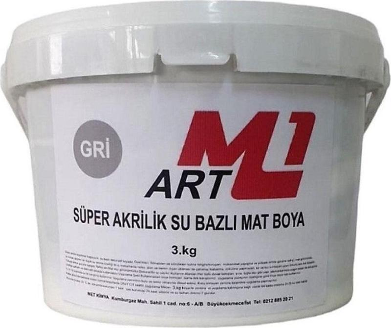 Süper Akrilik Su Bazlı Mat Boya 3.Kg Ahşap Tuval Seramik Duvar Taş Hobi Dekor