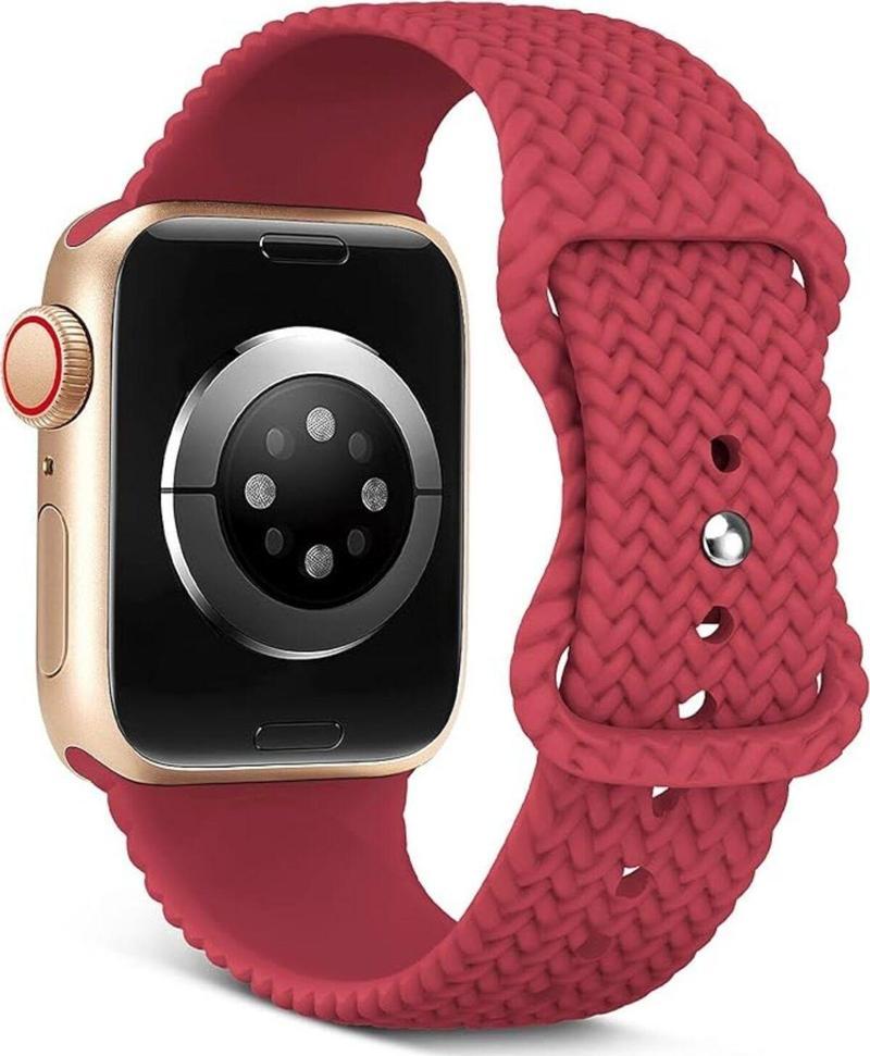 Apple Watch Kordon Band İle Uyumlu Silikon Örgülü Bantlar 38Mm 40Mm 41Mm 42Mm 44Mm 45Mm 49Mm