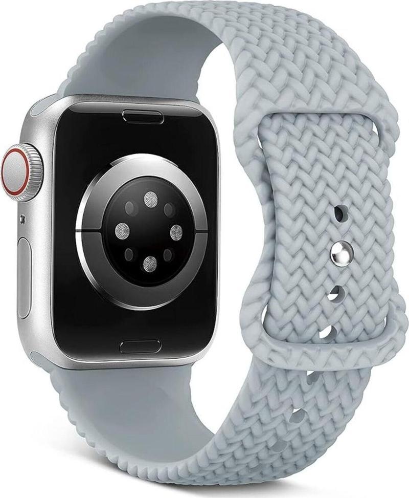 Apple Watch Kordon Band İle Uyumlu Silikon Örgülü Bantlar 38Mm 40Mm 41Mm 42Mm 44Mm 45Mm 49Mm