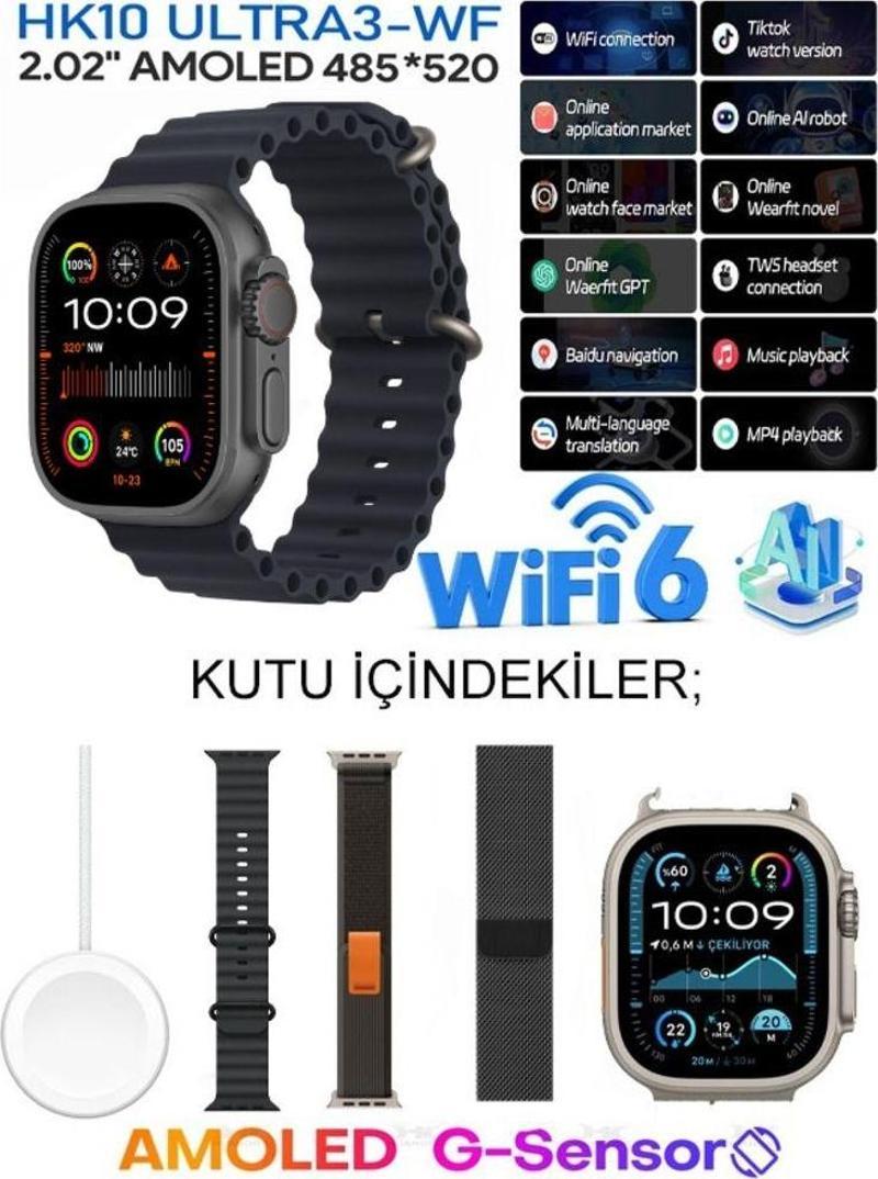 Watch Ultra 10  Hk10 Ultra 13 Wi-Fi Modelli Tiktok,Oyun,Gps Yapay Zeka Tüm Telefonlara Uyumludur