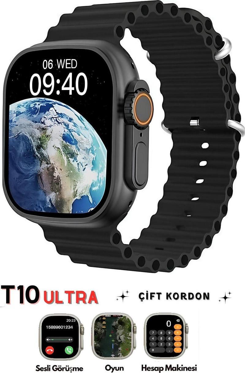 Watch 8 T10 Ultra 2,09'' Ekran 49 Mm Vidalı Kordon Kilitli Akıllı Saat Çift Kordon