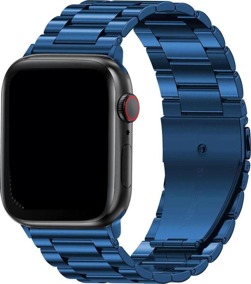 Apple Watch 2/3/4/5/6/7/8/Se/Ultra 42 44 45 49 Mm Akıllı Saat Kordonu Metal Kayış Lacivert