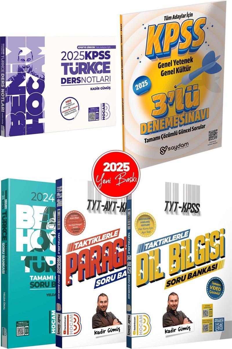 Benim Hocam Yayınları 2025KPSS Türkçe Video Ders Notları-Çözümlü Soru Bank-Taktiklerle Paragraf -Dil Bilgisi-GYGK 3Dnm