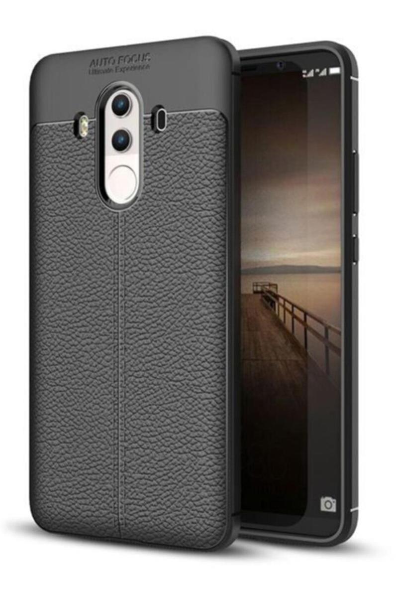 KZY İletişim Huawei Mate 10 Pro Kılıf Darbe Korumalı Deri Görünümlü Silikon Arka Kapak - Siyah