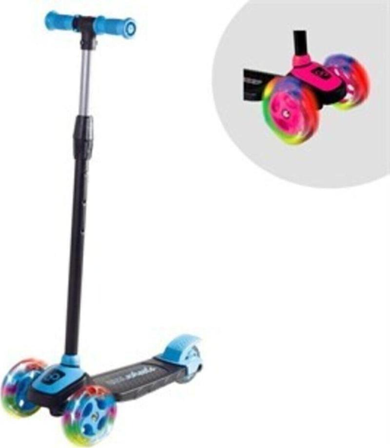 Cool Wheels 50kg Taşıma Kapasiteli Işıklı Stil 3 Tekerlekli Scooter Mavi