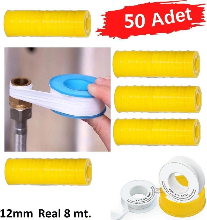 Teflon Sızdırmazlık Bandı Sıhhi Tesisatcı Boru Montaj Bandı Paso Teflonu 50 Adet Ptfe Bant