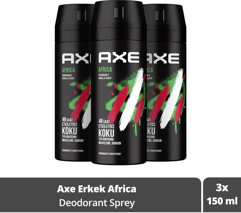 Erkek Sprey Deodorant Africa 48 Saat Etkileyici Koku 150 Ml X3 Adet