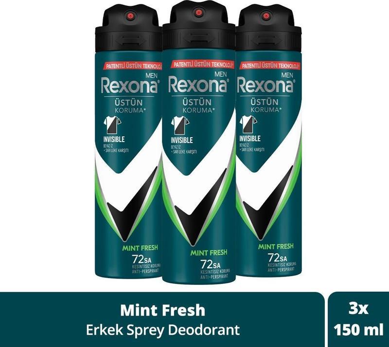 Men Erkek Sprey Deodorant Natural Fresh Mint 72 Saat Kesintisiz Üstün Koruma 150 Ml X3