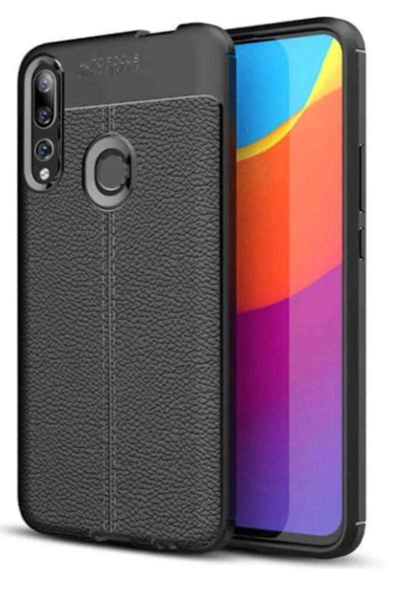 KZY İletişim Huawei Y9 Prime 2019 Kılıf Darbe Korumalı Deri Görünümlü Silikon Arka Kapak - Siyah