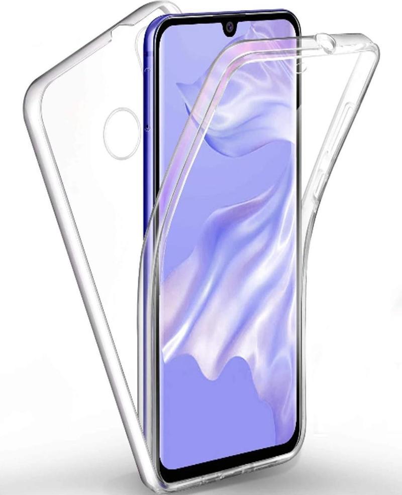 Huawei P30 Lite Kapak 360 Derece Ön ve Arka Tam Koruma Şeffaf Silikon Kılıf