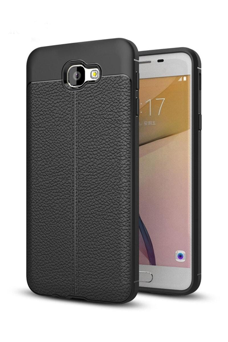 KZY İletişim Samsung Galaxy J5 Prime Kılıf Darbe Korumalı Deri Görünümlü Silikon Arka Kapak - Siyah
