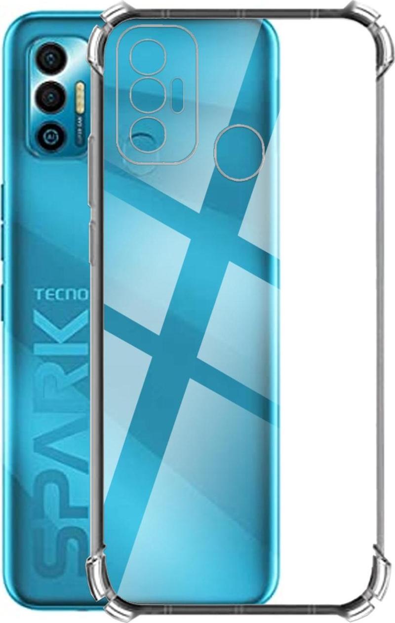 Tecno Spark 7T Kapak Kamera Korumalı Antişok Airbag Köşe Korumalı Silikon Şeffaf Kılıf