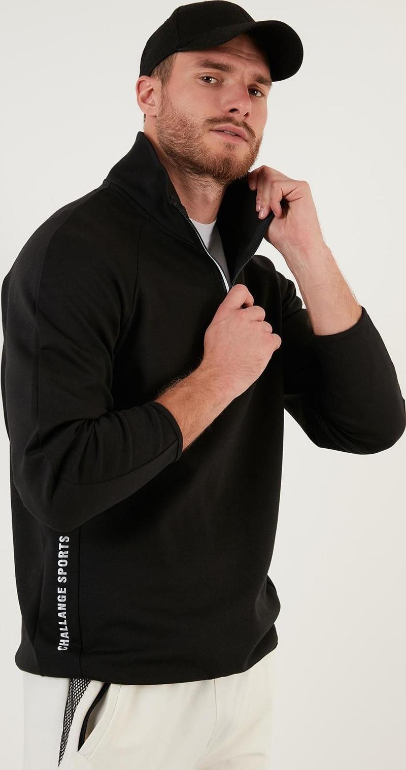 Pamuklu Regular Fit Yarım Fermuarlı Balıkçı Yaka Erkek Sweat 5905260 SİYAH