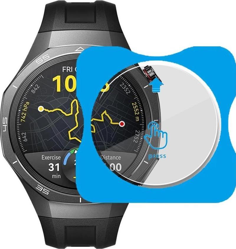 Huawei Watch GT5 Pro 46mm Uyumlu Kolay Takılabilir Takma Aparatlı Temperli Cam Ekran Koruyucu