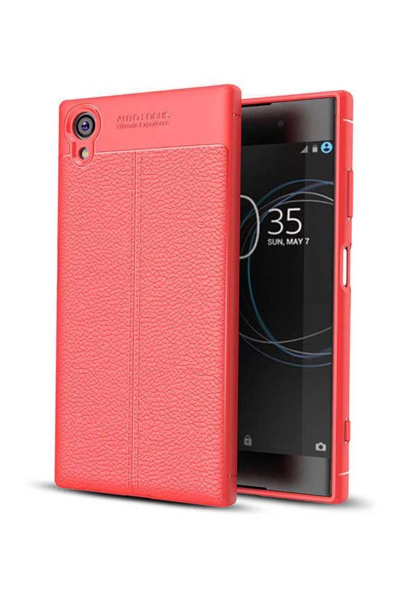 KZY İletişim Sony XA1 Ultra Kılıf Darbe Korumalı Deri Görünümlü Silikon Arka Kapak - Kırmızı