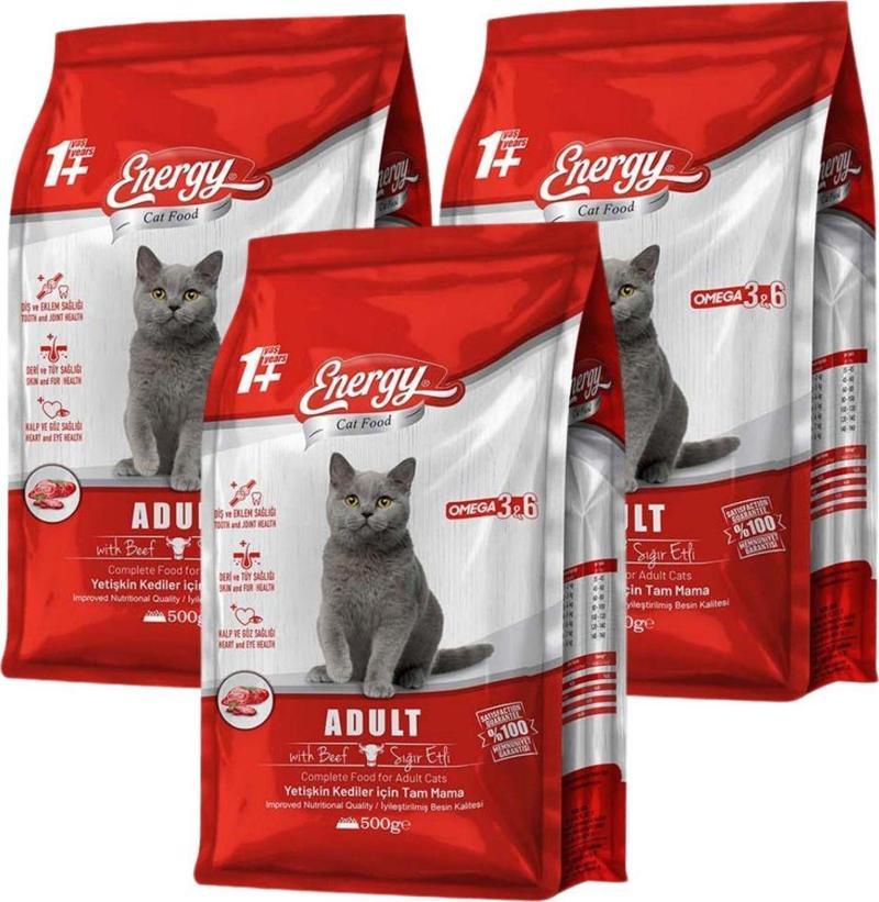 Sığır Etli Yetişkin Kedi Maması 500 G - 3 Adet