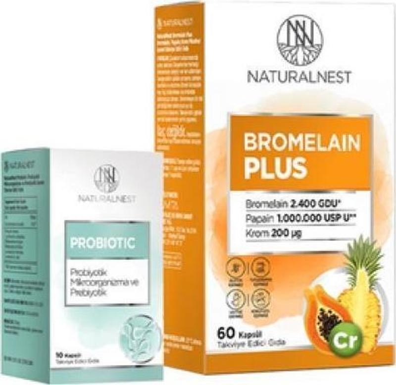 Bromelain Plus 60 Kap. alana Probiyotik 10 Kap. %50 İNDİRİMLİ