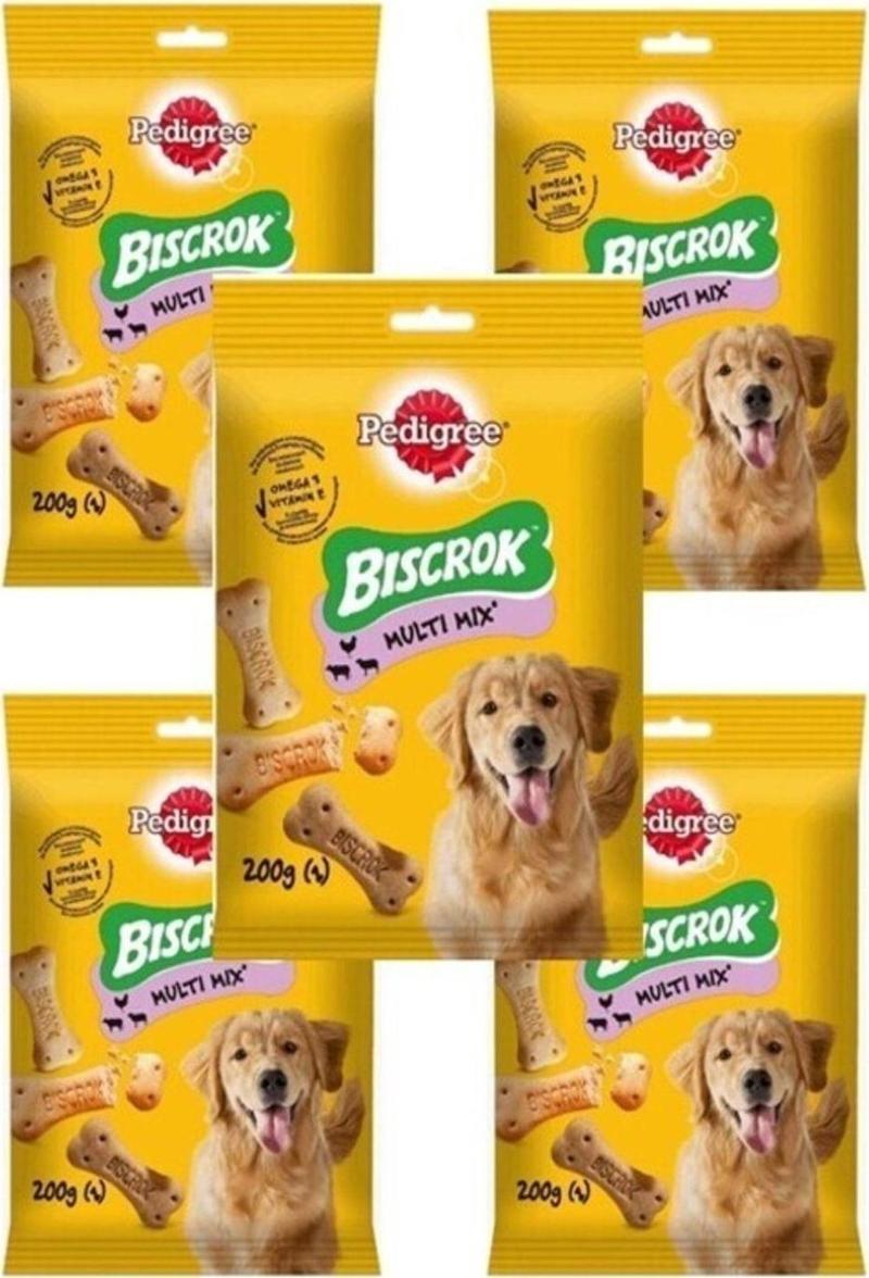 Pedigre Biscrok Multi Mix 200G X 5 Paket Köpek Ödül Bisküvi Köpek Ödül Maması