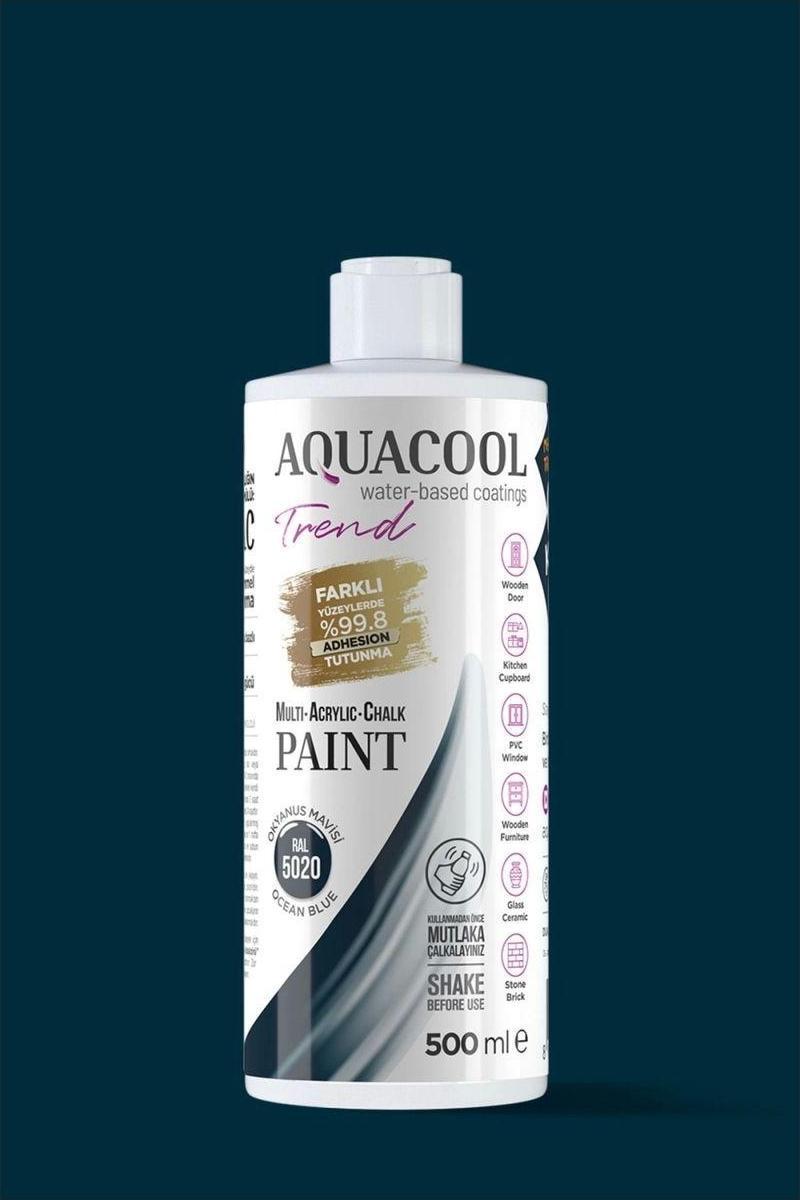 Aquacool Trend Su Bazlı Akrilik Dönüşüm Boyası RAL 5020 Okyanus Mavisi 500 ml