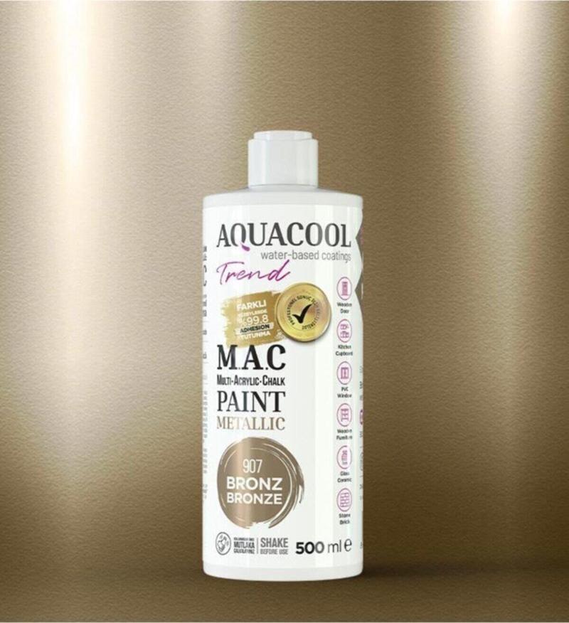 Aquacool Trend Su Bazlı Akrilik Dönüşüm Boyası Metalik Renk 907 Bronz 500 ml