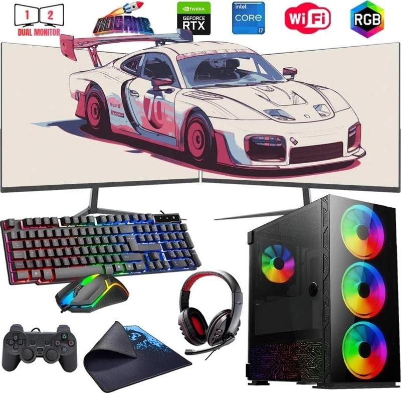 i7 14700F 32GB DDR4 1TB M2 12GB RTX3060 Çift 24" Mon. Oyun Bilgisayarı (Gaming SET)