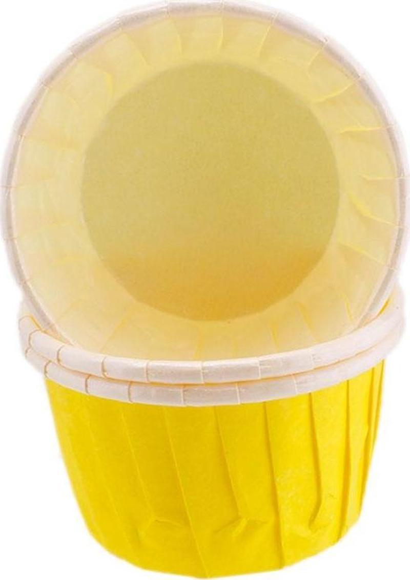 Cupcake Kalıbı Minik Boy Düz Renk  38*30 MM (50 Adet)  Sarı