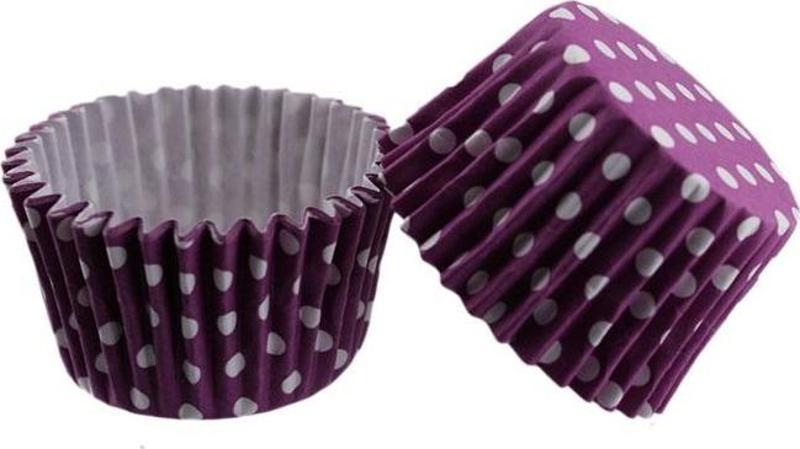 Kek Kalıbı Pet Kapsül 52X45 MM Kağıt Cupcake Kağıdı (100 Adet)  Puantiyeli Mor