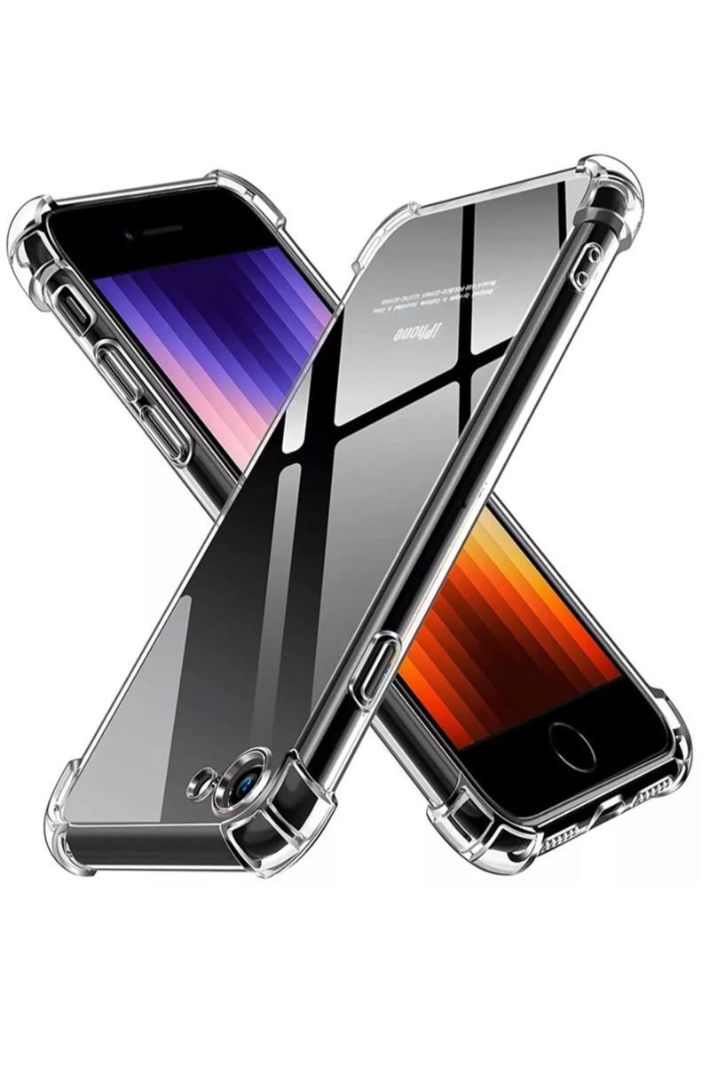 Kılıfmania Apple iPhone SE 2 2020 Kapak Kamera Korumalı Antişok Airbag Köşe Korumalı Silikon Şeffaf Kılıf