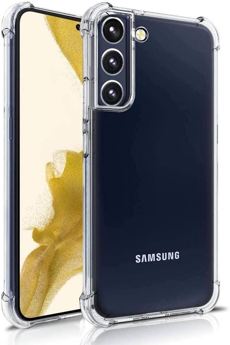 KZY İletişim Samsung Galaxy S22 Kapak Kamera Korumalı Şeffaf Airbag Antishock Köşe Korumalı Silikon Kılıf
