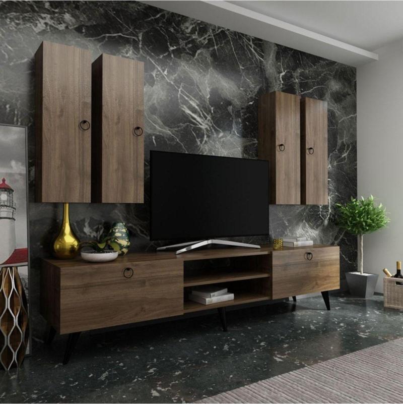 Ideal Tv Ünitesi Duvar Raf Ve Dolaplı Q7821-2 Ceviz