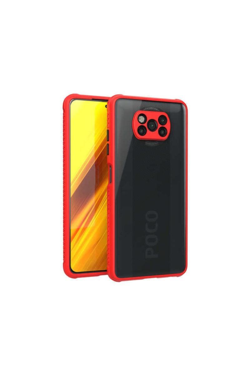 KZY İletişim Xiaomi Poco X3 Kılıf Kamera ve Köşe Korumalı AirColor Kapak - Kırmızı