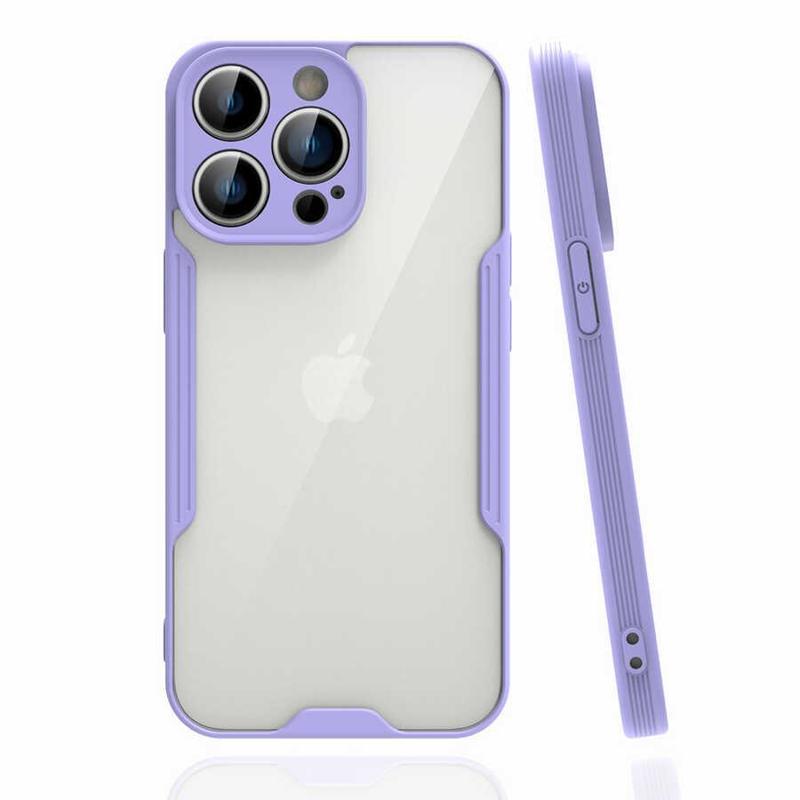KZY İletişim Apple iPhone 14 Pro ile Uyumlu Kılıf Kamera Korumalı Colorful Silikon Kapak - Lila