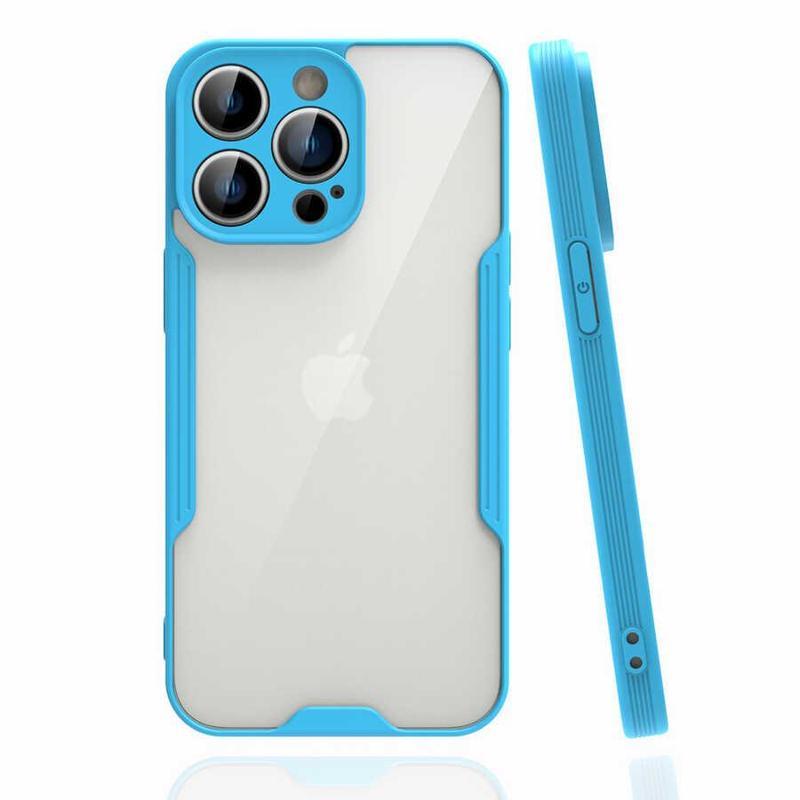 KZY İletişim Apple iPhone 14 Pro ile Uyumlu Kılıf Kamera Korumalı Colorful Silikon Kapak - Mavi