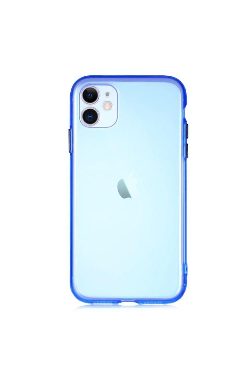 KZY İletişim Apple iPhone 11 Kılıf Renkli Şeffaf Kapak - Mavi
