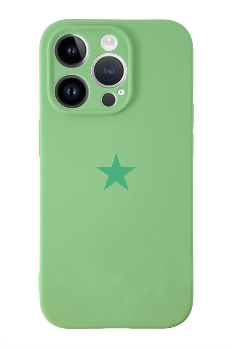 Kılıfmania Apple iPhone 14 Pro Kapak Yıldız Logolu Kamera Korumalı İçi Kadife Lansman Silikon Kılıf - Yeşil