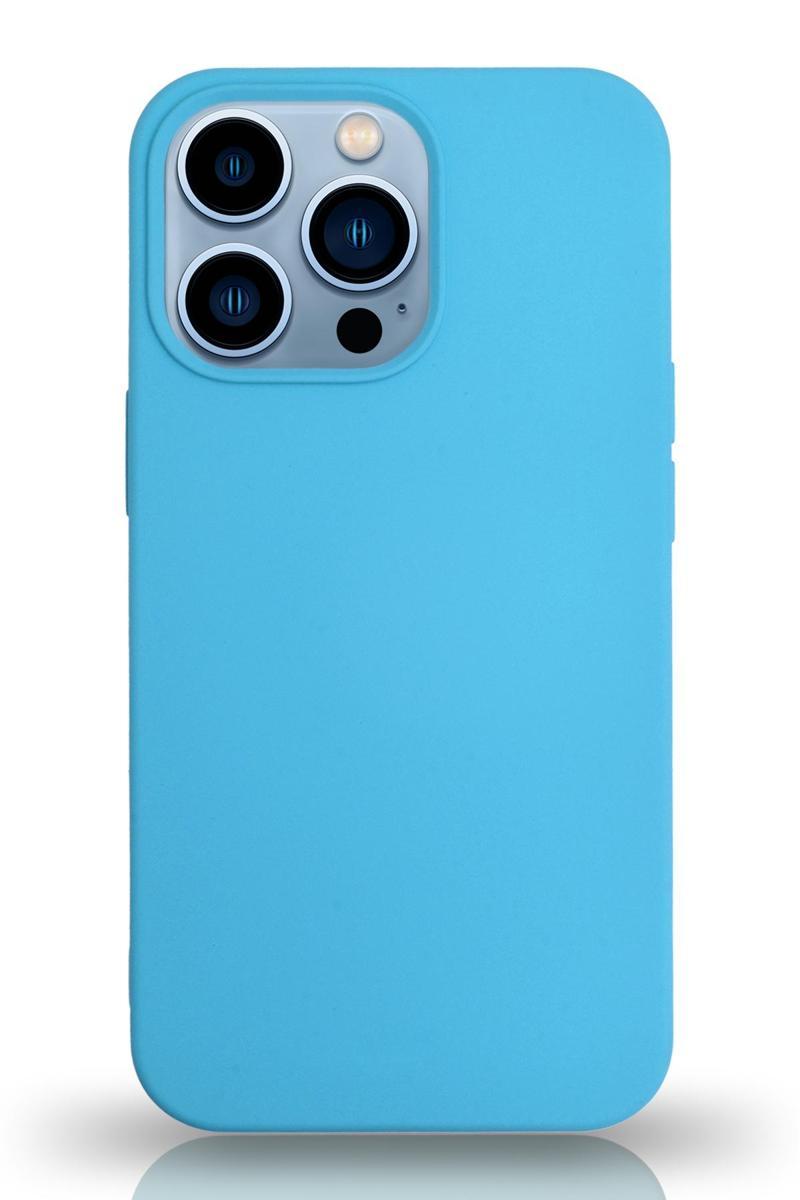 Kılıfmania Apple iPhone 13 Pro Max Silikon Kılıf Altı Kapalı İçi Kadife Lansman Arka Kapak - Açık Mavi