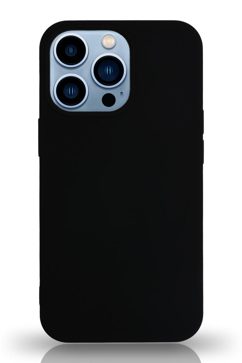KZY İletişim Apple iPhone 13 Pro Max Silikon Kılıf Altı Kapalı İçi Kadife Lansman Arka Kapak - Siyah