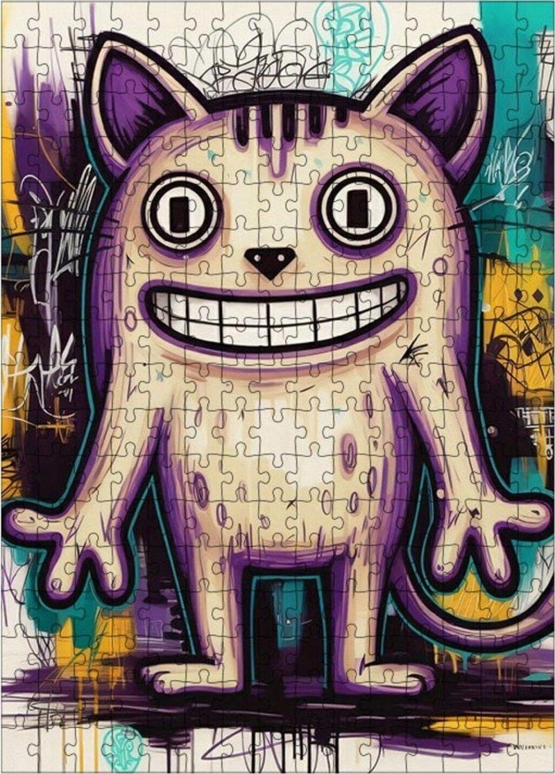 Ahşap Mdf Puzzle Yapboz Çizgi Karakter Kedi 255 Parça 35 x 50 Cm