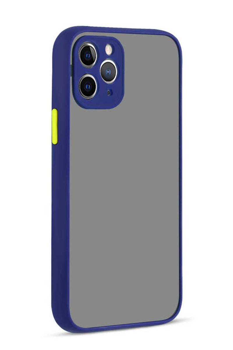 KZY İletişim Apple iPhone 11 Pro Kılıf Kamera Korumalı Tuşları Renkli Mat Arka Kapak - Lacivert