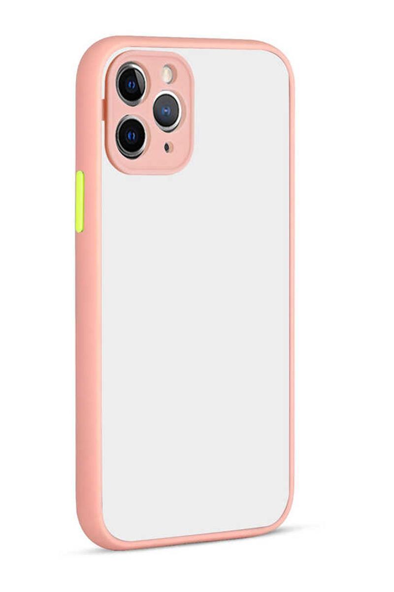 KZY İletişim Apple iPhone 11 Pro Kılıf Kamera Korumalı Tuşları Renkli Mat Arka Kapak - Pudra
