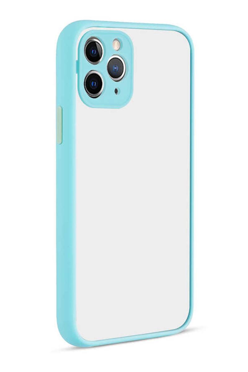 KZY İletişim Apple iPhone 11 Pro Kılıf Kamera Korumalı Tuşları Renkli Mat Arka Kapak - Turkuaz