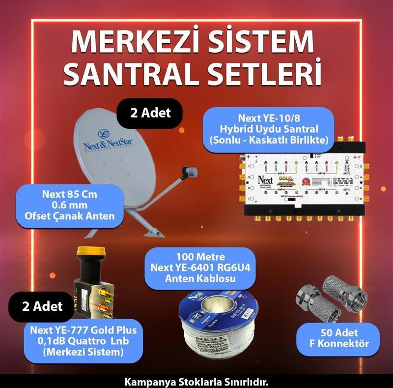 Merkezi Sistem Santral Seti 2 Adet 85 Cm Çanak 10/8 Multiswitch Santral