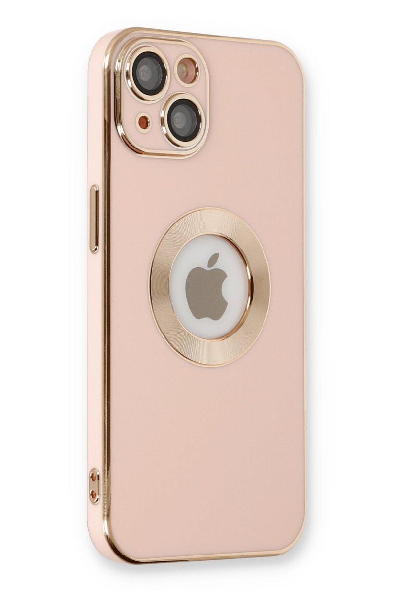 Kılıfmania Apple iPhone 14 Kapak Mercek Korumalı Logo Gösteren Tasarım Silikon Kılıf - Rose Gold